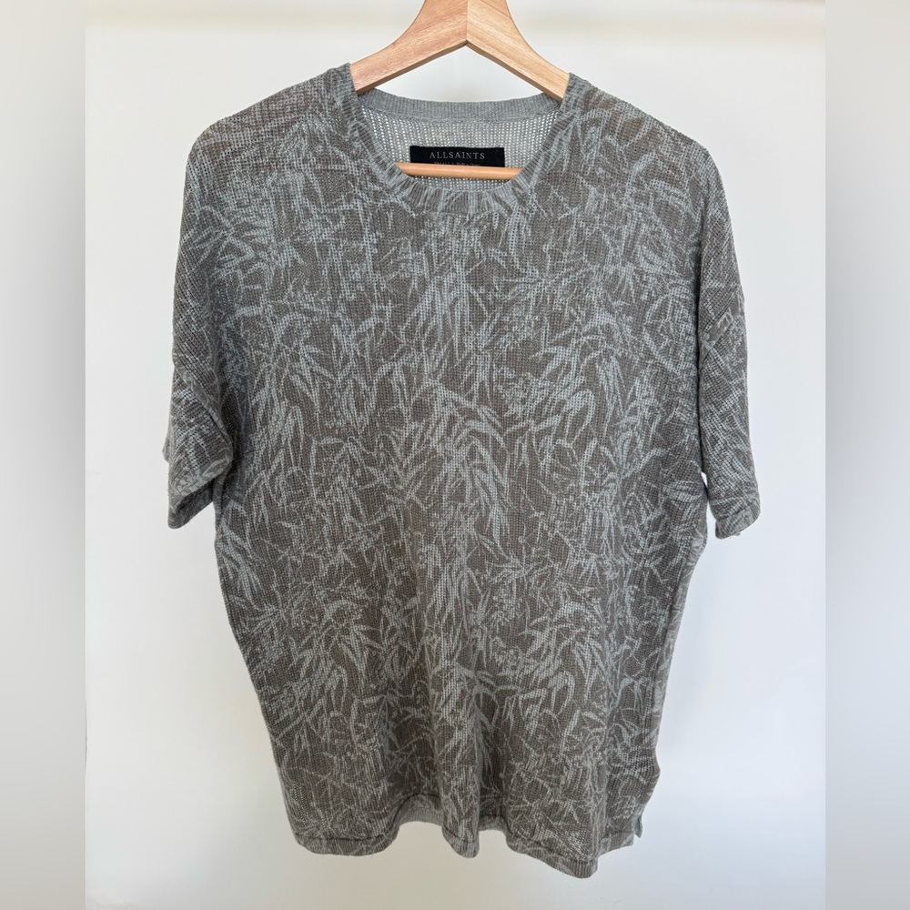 Men’s All Saints Bamboo Print Waffle Sweater Top